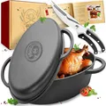 KRUSTENZAUBER 38cm Gusseisen Bräter + Deckel & Geflügelschere - Backofengeeignet
