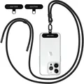 Schwarze Universal Handykette mit 2 universellen Patches