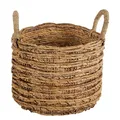 Casa Moro Flechtkorb VINA M Natur Ø 31 cm rund aus Bananenblatt geflochten | Allzweckkorb Boho Chic Wäschekorb Obstkorb Gemüsekorb Natur-Korb mit Henkel | HAR0012