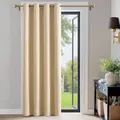 PONY DANCE Gardinen Kinderzimmer Türvorhang 1 Stück H 210 x B 132 cm Blickdichte Vorhänge mit Ösen Thermovorhang Curtain Verdunkelungsvorhang Wohnzimmer, Biscotti Beige