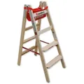 Euroline Holz Stufenstehleiter mit Comfort-Stufen mit Werkzeugablage 2x4 Stufen