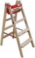 Euroline Holz Stufenstehleiter mit Comfort-Stufen mit Werkzeugablage 2x4 Stufen