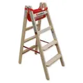 Euroline Holz Stufenstehleiter mit Comfort-Stufen mit Werkzeugablage 2x4 Stufen