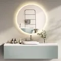 HOKO LED Badspiegel rund 60cm mit Licht Wechsel Warmweiß-Kaltweiß-Neutral. 2700-6500K.Licht mit Touch Schalter und mit Wandschalter einschaltbar.... - Transparent