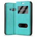 Cadorabo Schutzhülle für Samsung Galaxy J1 2016 Hülle in Türkis Handyhülle Book Case Cover Etui