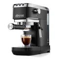 Tchibo Siebträger Espressomaschine Lapressa (15 bar, 980ml Wassertank), Pre-Infusion Technologie, mit 2-Tassen-Funktion und Milchschaumdüse, inkl. zwei doppelwandigen Sieben (Schwarz)