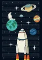 Schreibheft: Ein Schreibbuch XXL DIN A4 für schlaue und fleißige Astronauten. Hilfslinien für das Schreiben in der 1. und 2. Klasse.