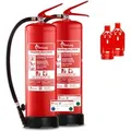 FireLoq 2x 6L Schaumlöscher 27A 233B mit Prüfnachweis Wandhalter Manometer