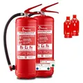 FireLoq 2x 6L Schaum Feuerlöscher für Brandklasse AB mit 27A | 233B ergibt 9LE Dauerdruck inkl. Prüfnachweis,Wandhalter und Manometer