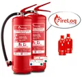 FireLoq® 2x 6L Schaumlöscher 27A | 183B mit Prüfnachweis, Wandhalter, Manometer
