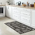CARPETIA Waschbarer Küchenteppich Küchenläufer rutschfest Coffee dunkelgrau - schwarz - weiß flach kurz 80 x 150 cm