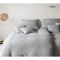 Elegante Bettwäsche Cozy Halbleinen - 135x200 cm + 40x80 cm	hellgrau
