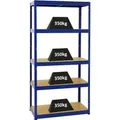 PROREGAL Schwerlastregal Slim Elephant S HxBxT 180 x 90 x 45 cm 5 Ebenen Fachlast 350 kg Blau