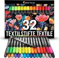 ZENACOLOR 32x Textilmarker Kleidung Stoffe Permanent Tie Dye Marker Kreativ Spie