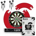 KOTO - Tournament Dartscheibe Set Rot, inkl. Surround, 2 Sätze 23 Gramm Darts, Halterung Dartscheibe & Dart Oche - Rot