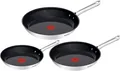 Pfannen-Set TEFAL "Duetto On", edelstahl, schwarz, Pfannen, Pfannen-Set, Antihaftbeschichtung, Temperaturindikator Thermo-Signal, Induktion