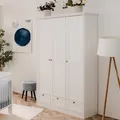 Homestyle4u Kleiderschrank Weiß Schlafzimmerschrank 120cm Drehtürenschrank