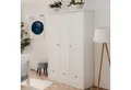 Homestyle4u Kleiderschrank 120x200 cm Drehtürenschrank Holz Massiv Weiß 3 Türen, 3 Schubladen mit Blende, 5 Fächer
