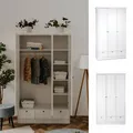 Kleiderschrank Weiß Holz Schrank Drehtürenschrank 3 Türen Garderobe Homestyle4u