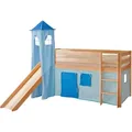 Spielbett "Kasper",aus Kiefer, hellblau/dunkelblau/kiefer