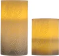 PAULEEN LED Dekolicht "LED-Kerze Cosy Feather, 2er Set", gold (goldfarben, weiß), Ø 7,6cm, 2 Stk., Leuchten, Wachskerze mit Timer Grau, LED Dekolicht