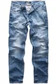 REPUBLIX Herren Jeans Regular Straight Fit Denim Hose Destroyed Hellblau (Patches) W38/L34