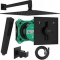 HANSGROHE DuoTurn E | BOFLER Unterputz Duschsystem #49, Armatur, I-BOX 2, Regendusche 30x30cm, Handbrause, Brauseschlauch, Brausehalter, matt schwarz