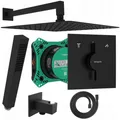 hansgrohe Duscharmatur DuoTurn E (Unterputz Duschsystem, Duschanlage, Duschset, inkl. BOFLER Brauseset, Regendusche 30x30cm, Wandarm, inkl. IBOX 2) matt schwarz, Wassersparender Duschkopf