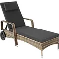 Tectake Rattan Sonnenliege  Widerstandsfähig Uv Beständig  200 x 70 x 33 cm Natur Dunkelgrau