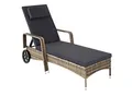 tectake® Rattan Sonnenliege, widerstandsfähig, 6-fach verstellbare Rückenlehne, 200 x 70 x 33 cm