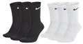 Nike 8 Paar Herren Damen Socken Lang Weiß oder Schwarz oder Weiß Grau Schwarz Set Paket Bundle, Farbe:Schwarz, Größe:38-42
