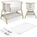 Moby-System Dreemy 3in1 Beistellbett Baby & Reisebett mit Matratze - 7-stufig höhenverstellbar, abnehmbare Seitenwand, 4 Transporträder, für Kinder bis 9 kg