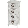 Kommode Forli, Schubladenkommode Schrank, 4 Schubladen mit Herzen 70x29x25cm, Shabby-Look, Vintage ~ weiß
