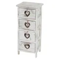 Mendler Kommode Forli, Schubladenkommode Schrank, 4 Schubladen mit Herzen 70x29x25cm, Shabby-Look, Vintage - weiß