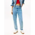 Tommy Jeans Tapered-fit-Jeans High waist - Mom-Jeans Tapered Mit Tommy Hilfiger Logo-Flag auf der Gesäßtasche blau 27