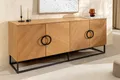 riess-ambiente Sideboard GRANDEZZA 180cm natur schwarz – Eiche, Metall, Industrial, Furnier (Einzelartikel, 1 St), große Kommode mit Türen & Fächern – ideal für Wohnzimmer im Loftstil
