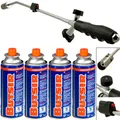 Unkrautbrenner Unkrautvernichter + 4 Butangaskartuschen Piezo Zündung Gasbrenner