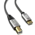 JAMEGA – USB C auf USB B Druckerkabel 1,5m - Scannerkabel Nylon Drucker Kabel kompatibel mit verschiedenen Druckern – Vergoldete Kontakte