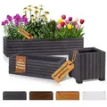 BooGardi Pflanzkübel Balkonkasten Blumenkasten mit Kunststoffeinsatz (Pflanzkasten · Anthrazit 64x20x14cm · 4 Farben · 3 Größen), Pflanzgefäß für Fensterbank · Balkon · Garten · Terrasse 9,8 l | 64 cm x 14 cm x 20 cm