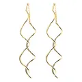 LÖB 750er (18 Karat) Gold Vergoldet Ohrringe Hängend Durchzieher Spirale Stab Lang Damen Ohrhänger zum Durchziehen Modern Schlicht Minimalistisch Einfädler