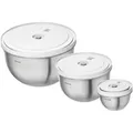 ZWILLING Fresh & Save BOWLS Vakuumschüssel Set S/M/L / 6-tlg, Edelstahl, Silber-Weiß