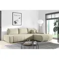 MEBLITO Ecksofa Eckcouch Bonari L Form Sofa mit Schlaffunktion Bettkästen Couch Sofagarnitur Rechts Monolith 02 - Beige