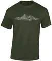 Baddery Wander T-Shirt Herren - „Alpengipfel“ (Army XL)