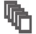 nielsen Conservation Passepartout Karton 1,5 mm | 5er Set | Außenformat 21x29,7 cm (DIN A4) für Bildformat 13x18 cm | Graphitgrau (dunkelgrau) | strukturierte Oberfläche