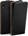 moex Handyhülle für Huawei Y6 (2019) Hülle Klappbar Flip Case Schwarz 6,09 Zoll, 360 Grad Schutz Handytasche Leder Optik PU Lederhülle Cover Klapphülle
