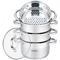 Klausberg Produktbild Mantowarka Dampfkocher 24cm Set Induktion Kochtopf Dampfgarer Glasdeck (5 Elemente)