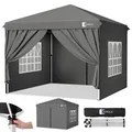 Sunula Faltpavillon 3x3 Gartenpavillon mit 4 seitenteilen wasserdicht, Grau