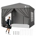 Pavillon 3x3 Wasserdicht Stabil Winterfest mit 4 Seitenwänden, Faltpavillon 3...