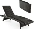COSTWAY Sonnenliege klappbar, Gartenliege mit verstellbarer Rückenlehne und Hinterrädern, Liegestuhl Polyrattan