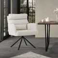 ML-Design Esszimmerstühle drehbar Beige Wohnzimmerstühle mit Arm- und Rückenlehne Rückenkissen Metallbeine Polyesterbezug Drehstuhl Auto-Position